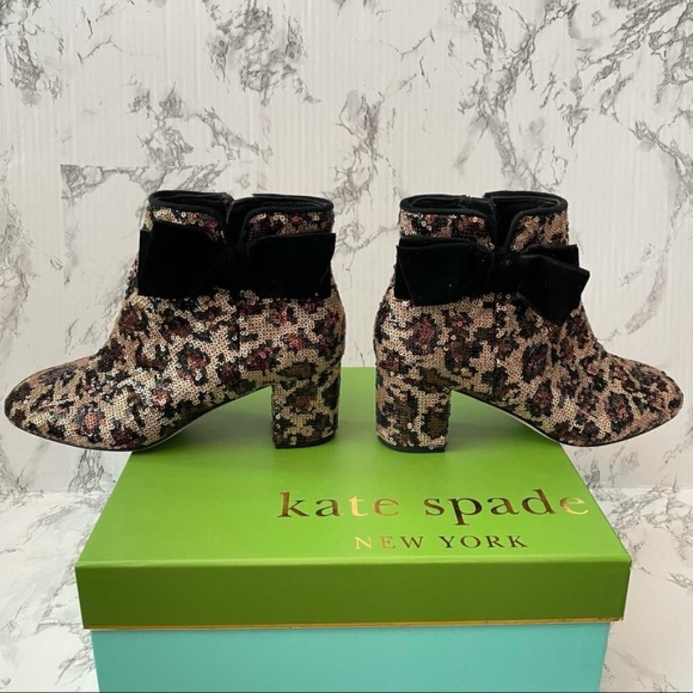 Kate Spade Langley Bootie Leopard Sequin Bow 6 - Picture 6 of 11